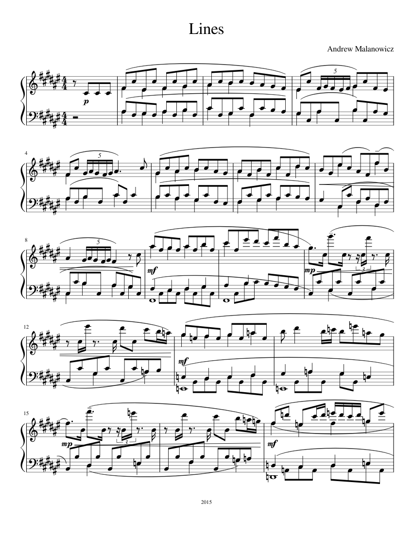 Lines Sheet music for Piano (Solo)