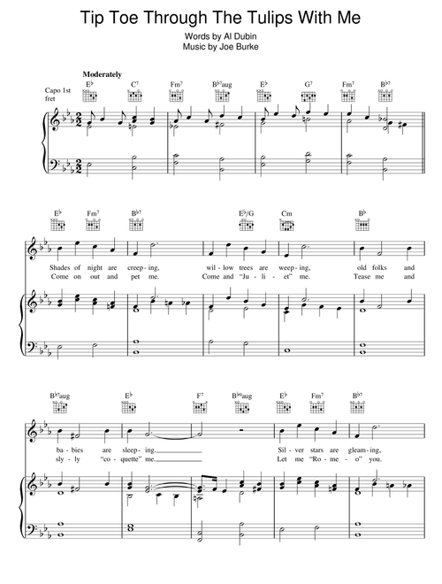 Tip-Toe Thru' The Tulips With Me - Tiny Tim (Piano-Vocal-Guitar (Piano Accompaniment))