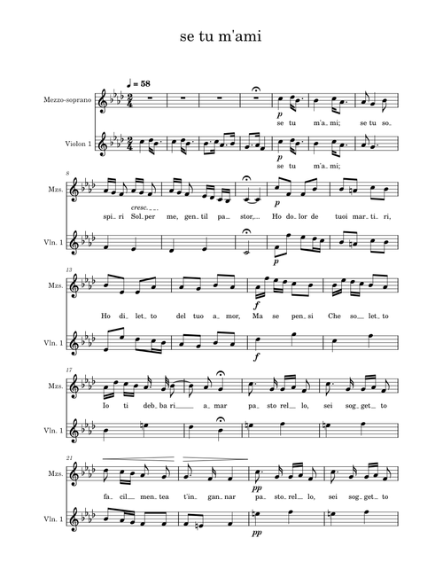 Se tu m'ami, se sospiri – Giovanni Battista Pergolesi se tu m'ami