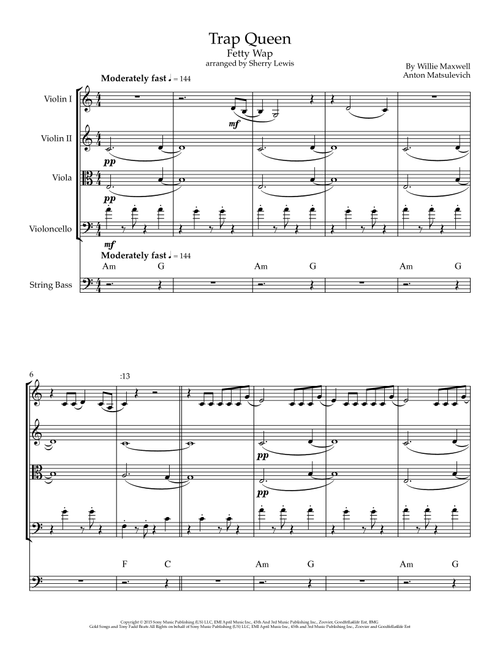 Trap Queen (Arr. Sherry Lewis) - Fetty Wap (String Ensemble)