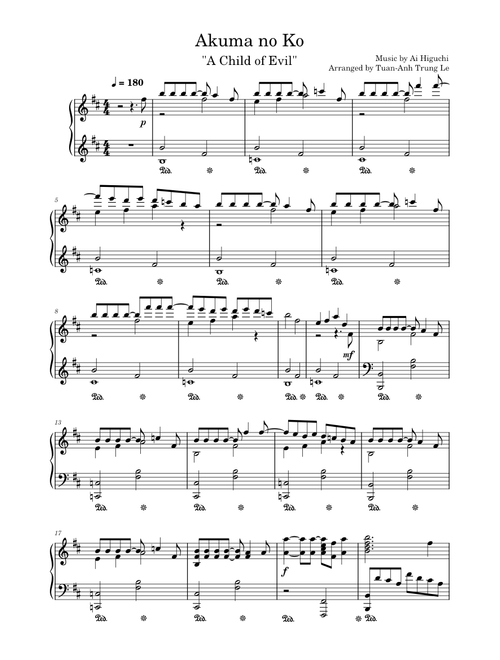 Akuma no Ko (Attack on Titan Final Season Ending Song) for Solo Piano – Ai Higuchi