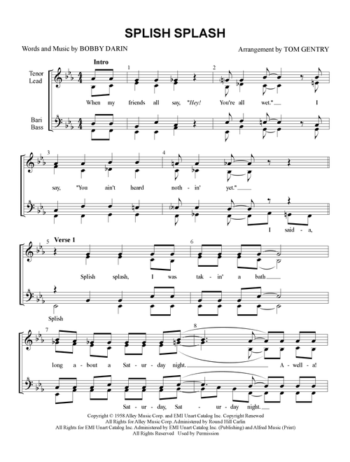 Splish Splash (Arr. Tom Gentry) - Bobby Darin (Choral, SSAA)