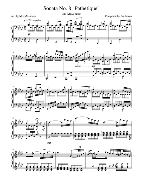 Sonata No. 8, 2nd Movement (Pathétique)  – Ludwig van Beethoven