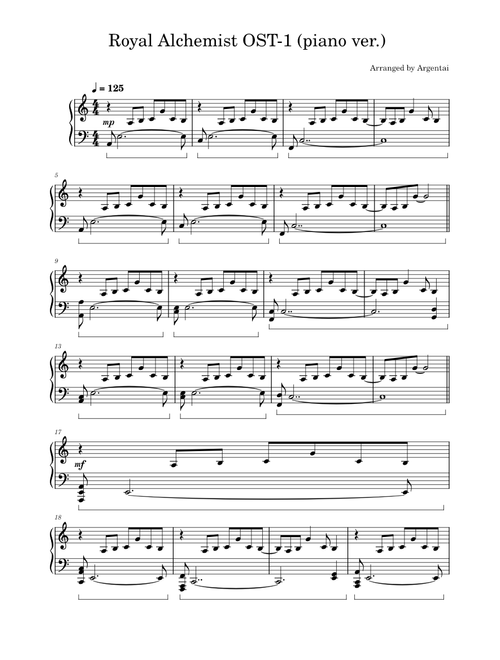 Royal Alchemist OST-1 (piano arrangement)