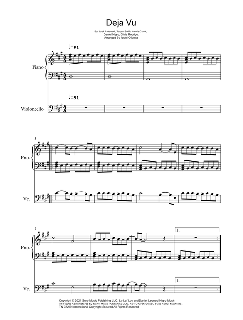 Deja Vu (Arr. Josiel Oliveira) - Olivia Rodrigo (Cello and Piano)