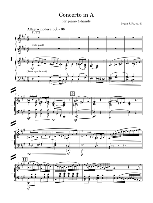 Concerto in A for piano 4-hands (op. 63), 1st movement – Logan J. Po