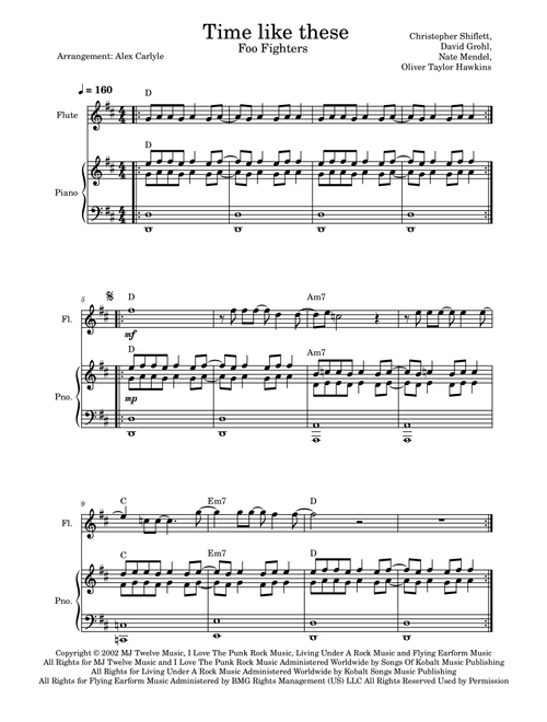 Times Like These (Arr. Alex Carlyle) - Foo Fighters (Flute Solo)