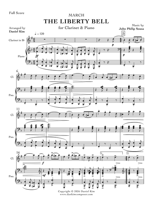 The Liberty Bell March (Clarinet and Piano) (Arr. Daniel Kim) - John Philip Sousa (Clarinet and Piano)