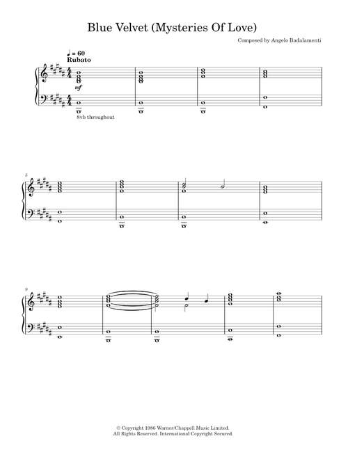 Blue Velvet (Mysteries Of Love) - Angelo Badalamenti & David Lynch (Piano Solo)
