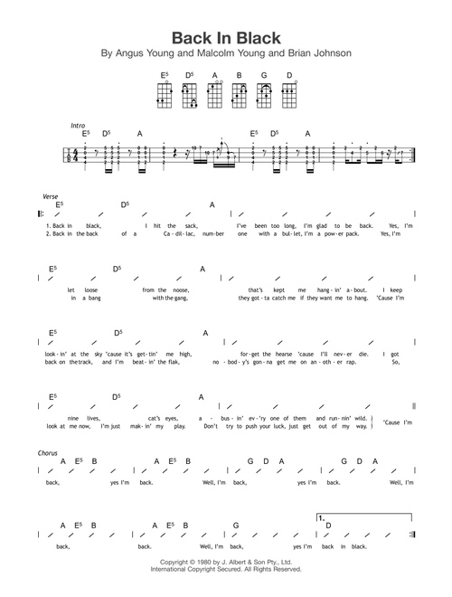 Back In Black - AC/DC (Ukulele Chords-Lyrics)