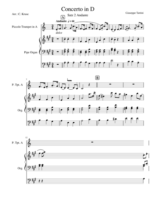 Tartini-Trumpet Concerto in D II. Andante  in  Amaj for A-Picc Trumpet