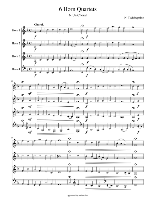 Tcherepnine - Un Chorale (Horn Quartet)