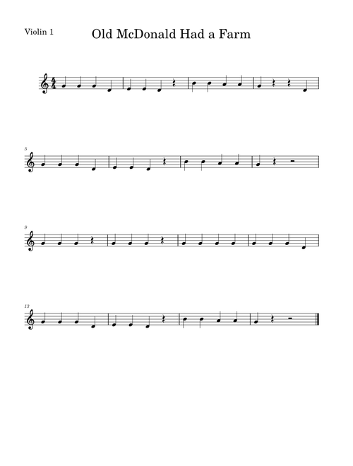 Old mcdonald had a farm – Misc Traditional Old McDonald Had a Farm-Violin 1