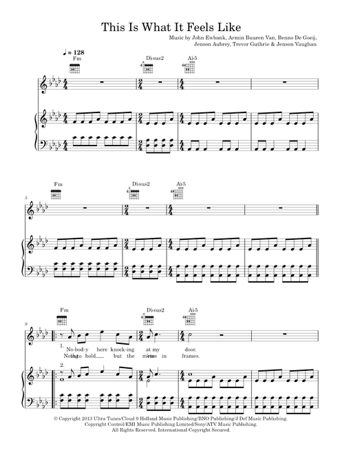 This is what it feels like - Armin van Buuren (Piano-Vocal-Guitar (Piano Accompaniment))