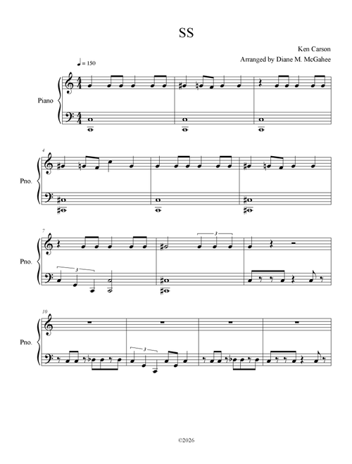 Ss (Arr. Arranged by Diane M. McGahee) - Ken Carson (Piano Solo)