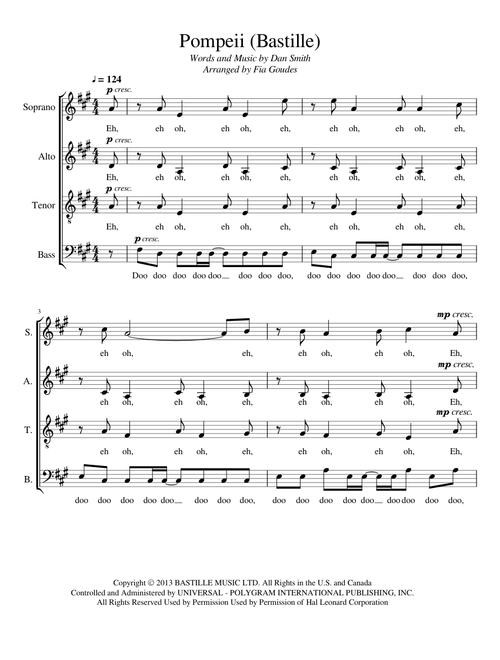 Pompeii (Bastille) [SATB A Cappella]