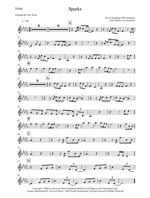 Sparks (Arr. Alex Souza) - Coldplay (Violin Solo)