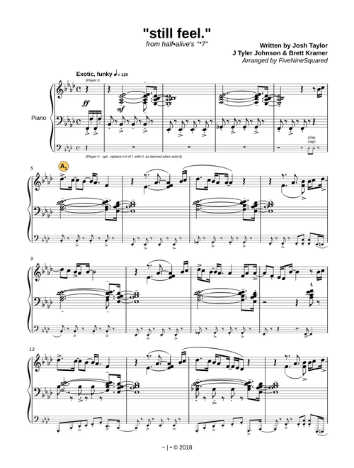 half•alive - "still feel." (Piano 3/4 hands)