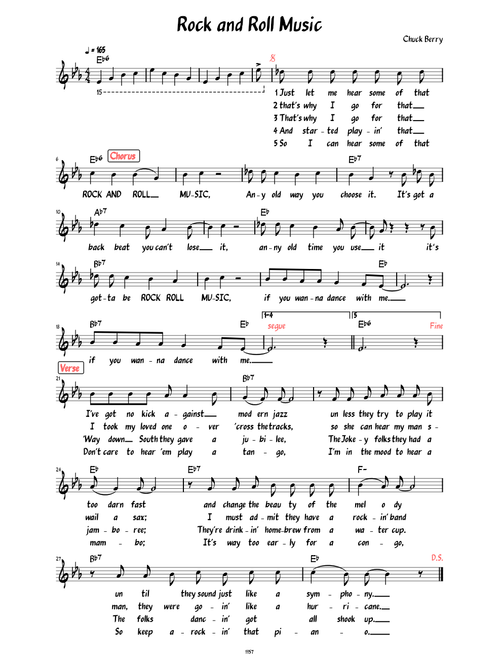 Rock and Roll Music (Lead sheet with lyrics )