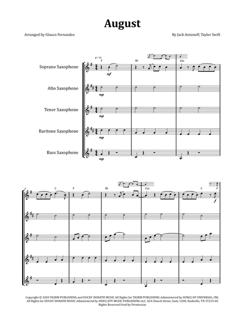 August (Arr. Glauco Fernandes) - Taylor Swift (Woodwind Ensemble)