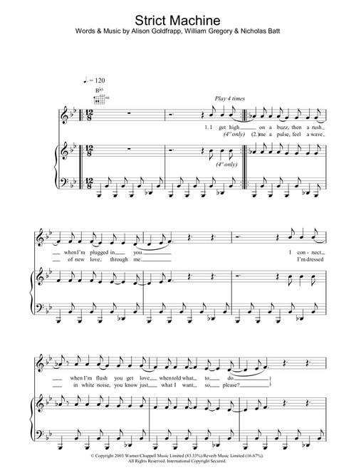 Strict Machine - Goldfrapp (Piano-Vocal-Guitar (Piano Accompaniment))