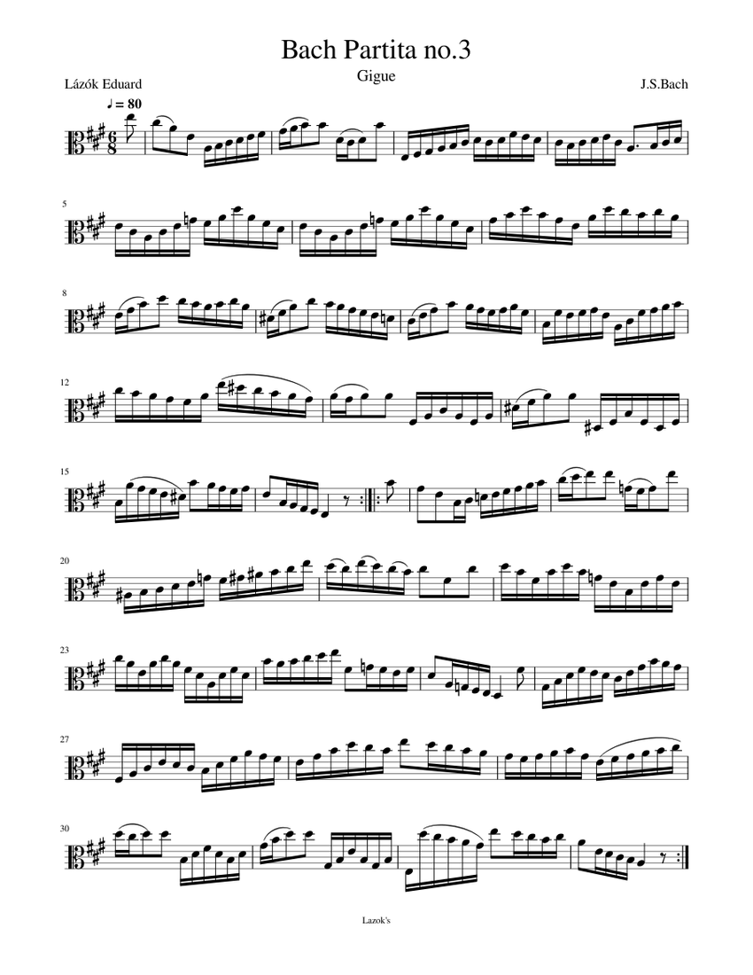 クラシック Bach;Partita for Solo Violi Solo Violin Partita No. 3 in E Major - J. S. Bach, BWV 1006