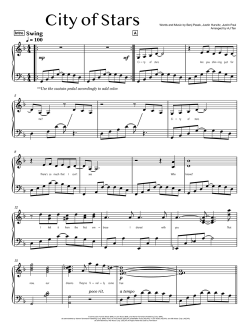 City Of Stars (Arr. AJ Tan) - Justin Hurwitz (Piano Solo)