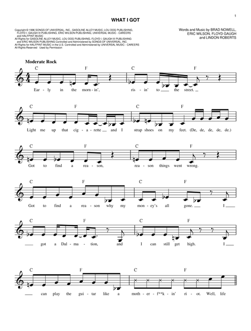 What I Got - Sublime (Easy Lead Sheet - Fake Book)