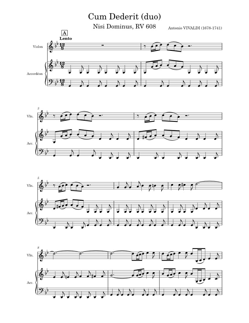 Nisi Dominus, RV 608 – Antonio Vivaldi - Cum Dederit Sheet Music
