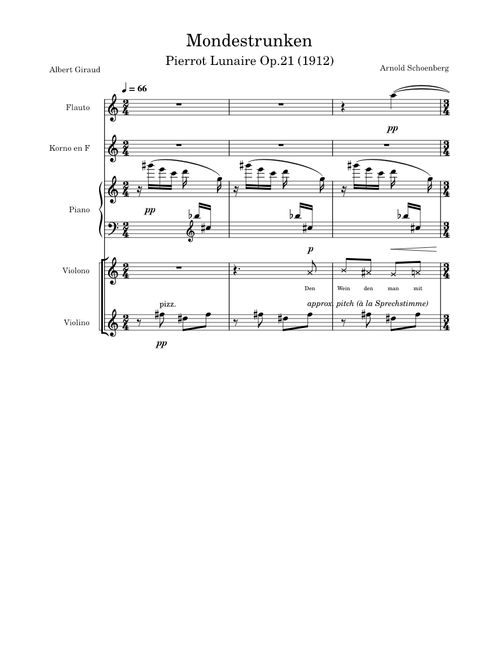 [Fl Hn Pf 2Vn] Mondestrucken - Schoenberg