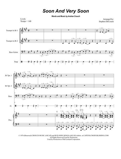 Soon And Very Soon (Arr. Stephen DeCesare) - Andrae Crouch (Trumpet Duet)