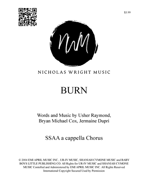 Burn (Arr. Nicholas Wright) - Usher (Choral, SSA)