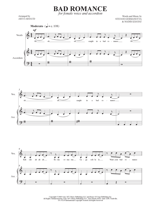 Bad Romance (Arr. Art.o Artaud) - Lady Gaga (Instrumental Duet and Piano)