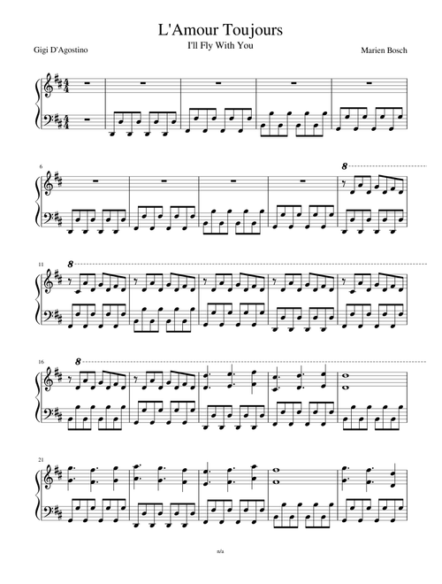 L Amour Toujours I ll Fly With You Piano