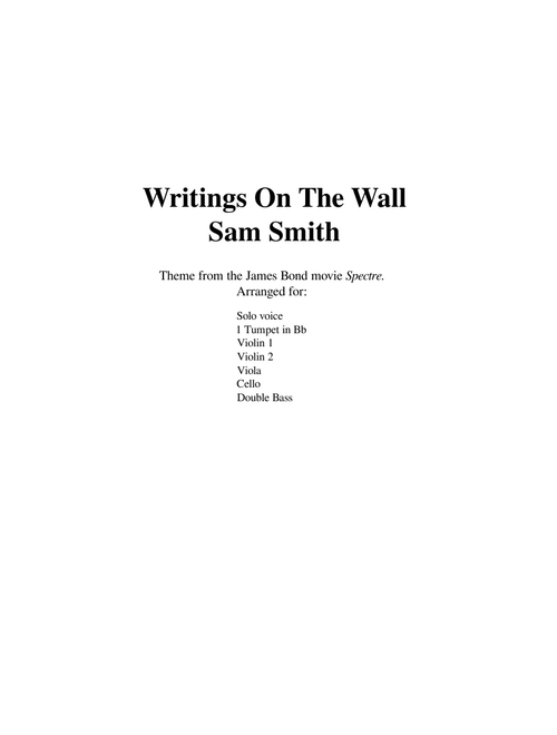 Writing's On The Wall – Sam Smith