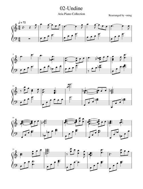 02-Undine Aria Piano Collection水星领航员OST 钢琴谱