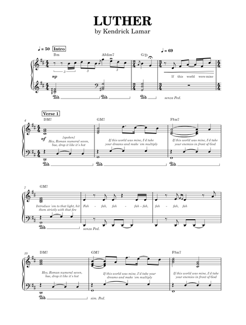 Luther - Kendrick Lamar sheet music arranged by lord.arranger for Solo