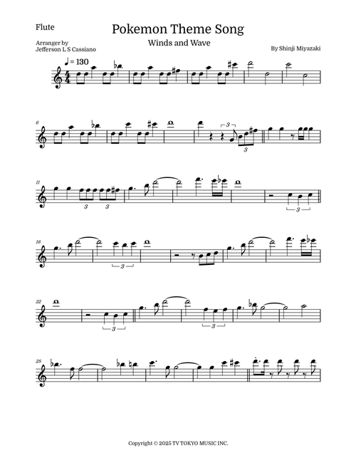 Pokemon (Arr. Jefferson LS Cassiano) - Shinji Miyazaki (Flute Solo)