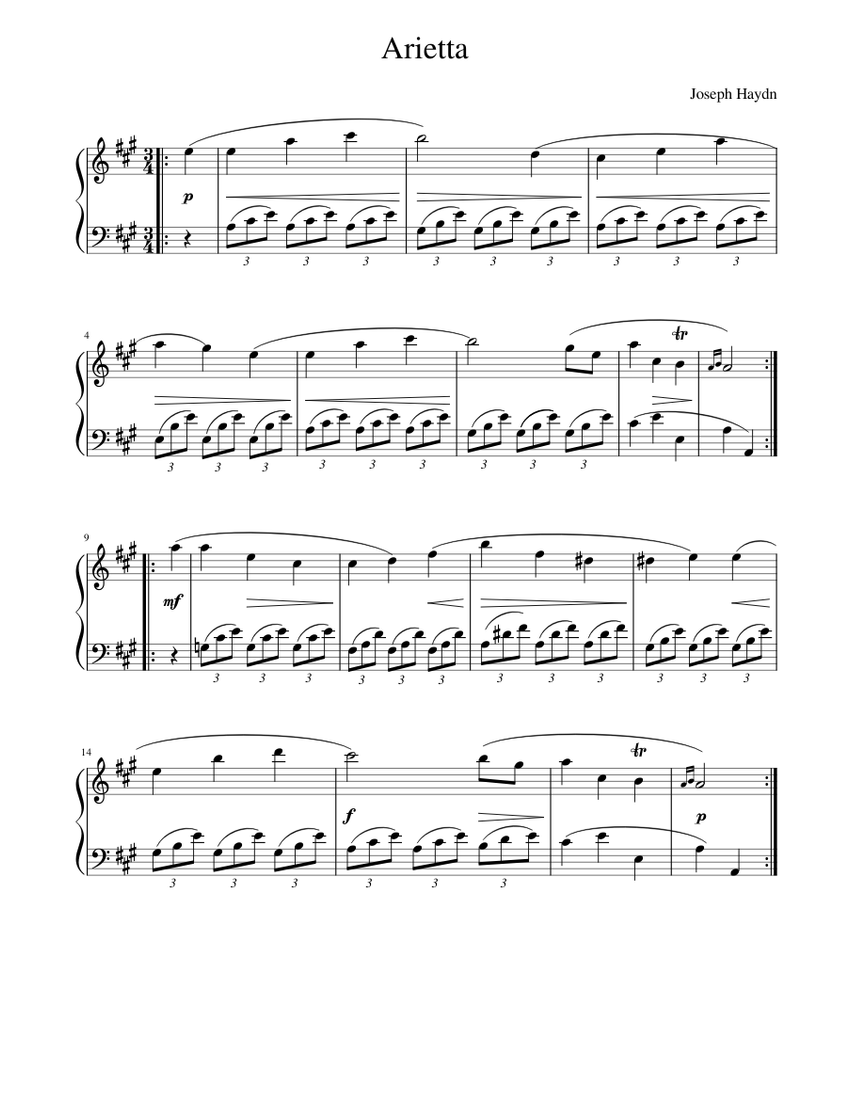 Arietta Sheet Music for Piano (Solo) easy | MuseScore.com