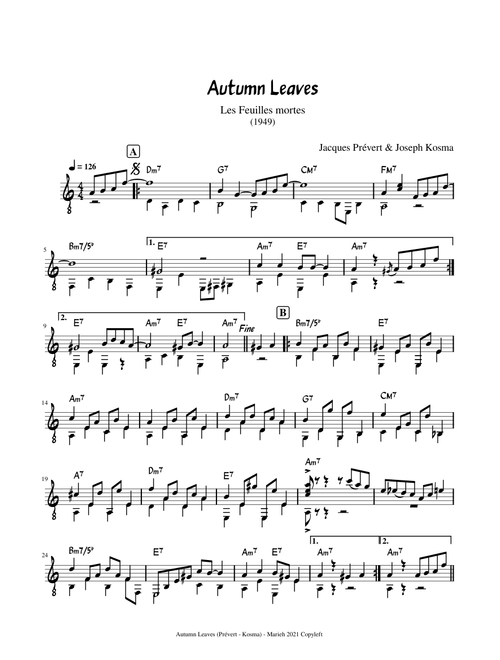 Autumn Leaves - Prévert & Kosma