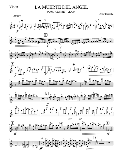 Violin- Astor Piazzolla - La Muerte del Angel -musescore
