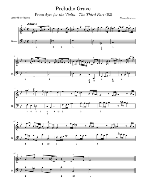 Ayrs for the Violin: The Third Part: Preludio Grave – Nicola Matteis