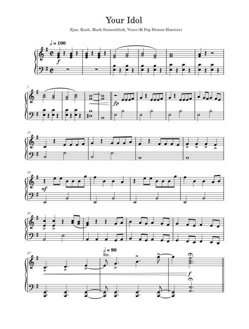 Your Idol piano (beginner/intermediate) - Saja Boys