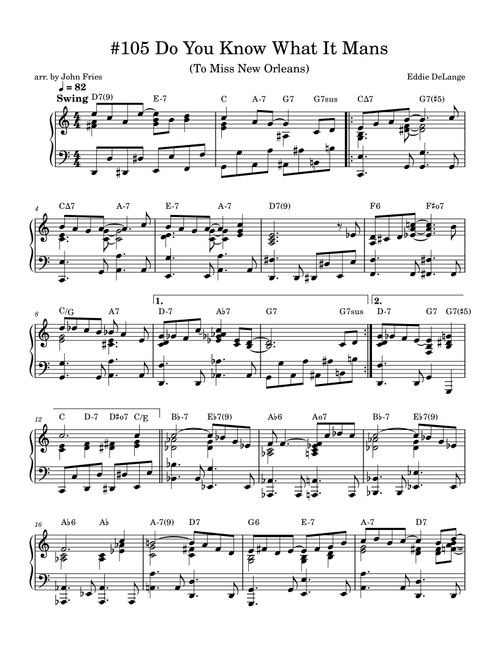 Do You Know What It Means To Miss New Orleans (Arr. John Fries) - Eddie De Lange, Louis Alter (Piano Solo)