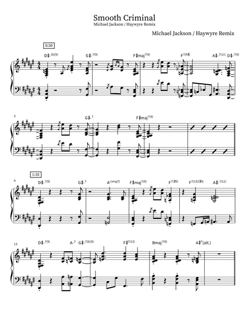 Smooth Criminal (Haywyre Remix) (Arr. Miguel Matt Rivero) - Michael Jackson (Piano Solo)