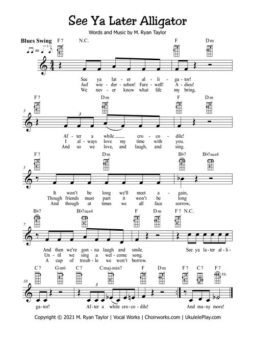 See Ya Later Alligator - Uke & Me Kid (Ukulele Songs for Children) - M. Ryan Taylor (Instrumental Duet)