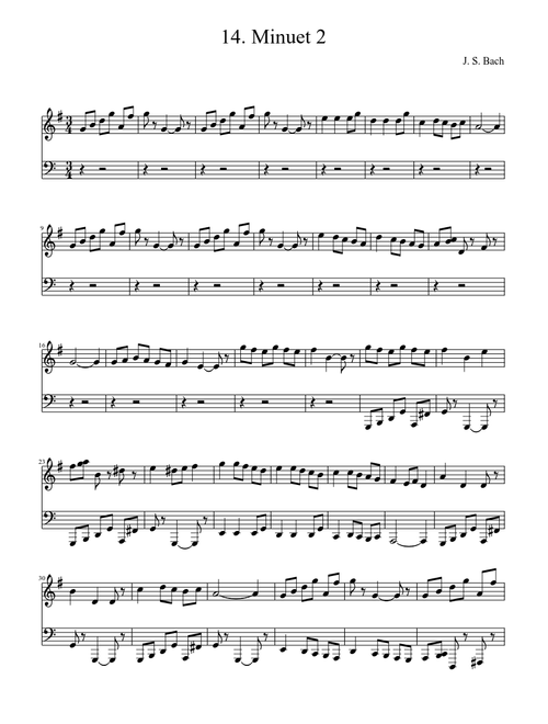 Bach Minuet in G Major BWV Anh 116 Fugated