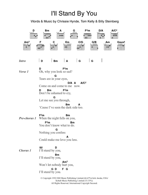I'll Stand By You - The Pretenders (Guitar Chords-Lyrics)
