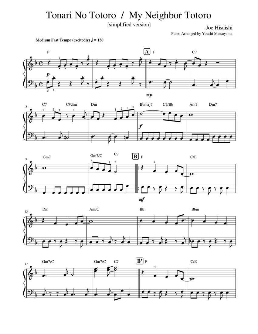 Tonari No Totoro Joe Hisaishi (My Neigbour Totoro) / simplified