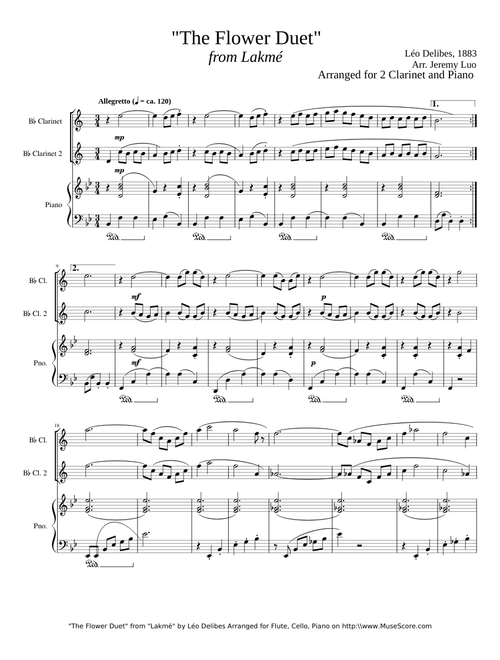 Flower Duet 2Clarinetsandpiano